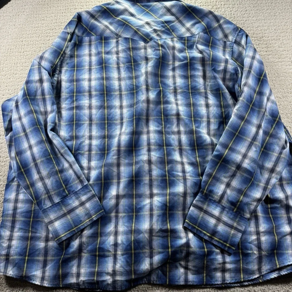 Men's Wrangler Western Fashion Snap Shirt Size 3X‎ Blue Long Slv Stripe